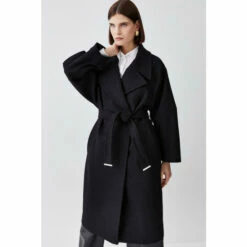 Deals 💯 KarenMillen Italian Virgin Wool Raglan Sleeve 🧥 Coat For Female 🔥