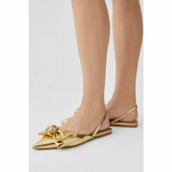Deals 🛒 KarenMillen Bow Slingback Pointed Toe Flat For Female 😉