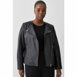 Top 10 ⌛ KarenMillen Plus Size Leather Asymmetric Zip Through Biker Jacket For Female 👏 -Karen Millen Sales unnamed file 5411