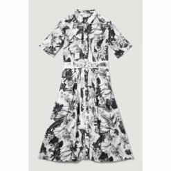 Promo 🛒 KarenMillen Petite Floral Batik Premium Linen Woven 👕 Shirt 👗 Dress For Female 🎁 -Karen Millen Sales unnamed file 5423