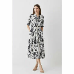 Promo 🛒 KarenMillen Petite Floral Batik Premium Linen Woven 👕 Shirt 👗 Dress For Female 🎁 -Karen Millen Sales unnamed file 5425