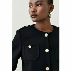 Cheap 💯 KarenMillen Italian Virgin Wool Faux Fur Cuff Midi 🧥 Coat For Female 🔔 -Karen Millen Sales unnamed file 5428