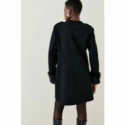 Cheap 💯 KarenMillen Italian Virgin Wool Faux Fur Cuff Midi 🧥 Coat For Female 🔔 -Karen Millen Sales unnamed file 5430