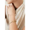 Promo ✔️ KarenMillen Gold Plated Half Chain Half Diamante Bracelet For Female 👍