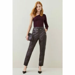 Outlet 💯 KarenMillen Leather Button Detail Trouser For Female 😀 -Karen Millen Sales unnamed file 5460