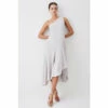 Discount 🔔 KarenMillen Petite One Shoulder Soft Tailored High Low 👗 Dress For Female 😍