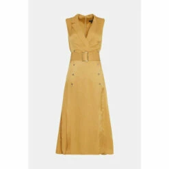 Outlet 🤩 KarenMillen Utility Viscose Twill Button Detail Midi 👚 Shirt 👗 Dress For Female 🎉 -Karen Millen Sales unnamed file 55