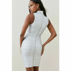 Promo ✔️ KarenMillen Foiled Bandage Knit Cut Out Detail Mini 👗 Dress For Female 🛒 -Karen Millen Sales unnamed file 5503