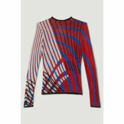 Best Pirce ✔️ KarenMillen Slinky Crew Neck Jacquard Abstract Knit Top For Female 👏 -Karen Millen Sales unnamed file 5508