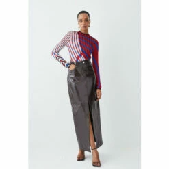 Best Pirce ✔️ KarenMillen Slinky Crew Neck Jacquard Abstract Knit Top For Female 👏 -Karen Millen Sales unnamed file 5509