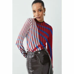 Best Pirce ✔️ KarenMillen Slinky Crew Neck Jacquard Abstract Knit Top For Female 👏 -Karen Millen Sales unnamed file 5510