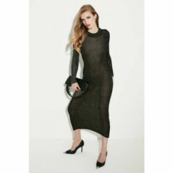 Wholesale 🛒 KarenMillen Open Stitch Luxe Shimmer Tie Back Knit 👗 Dress For Female ⭐