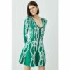 Best deal ❤️ KarenMillen Chain Jacquard Knit Long Sleeve Mini Skater 👗 Dress For Female 😉