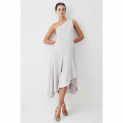 Discount 🔔 KarenMillen Petite One Shoulder Soft Tailored High Low 👗 Dress For Female 😍 -Karen Millen Sales unnamed file 553
