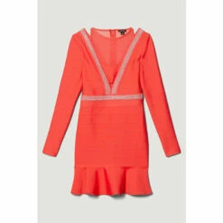 Best Sale 💯 KarenMillen Bandage Cut Out Detail Flippy Hem Mini 👗 Dress For Female ⌛ -Karen Millen Sales unnamed file 5536
