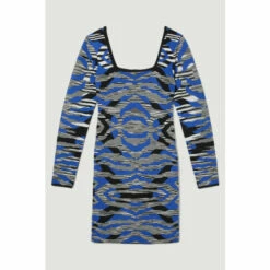 Promo 🎉 KarenMillen Abstract Jacquard Knitted Mini 👗 Dress For Female ⌛ -Karen Millen Sales unnamed file 5553