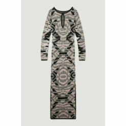 New 🛒 KarenMillen Abstract Jacquard Knitted Maxi Column 👗 Dress For Female 🎁 -Karen Millen Sales unnamed file 5558