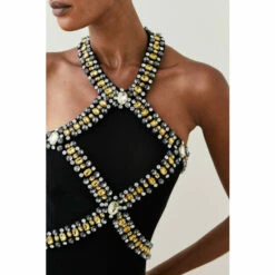 Budget 🤩 KarenMillen Embellished Halter Figure Form Midi 👗 Dress For Female 🎁 -Karen Millen Sales unnamed file 5576