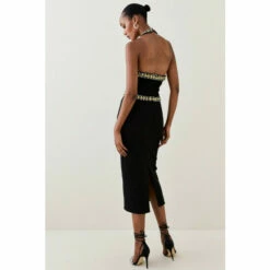 Budget 🤩 KarenMillen Embellished Halter Figure Form Midi 👗 Dress For Female 🎁 -Karen Millen Sales unnamed file 5578