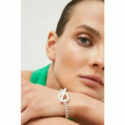 New 🔥 KarenMillen Silver Plated T Bar Bracelet For Female ✔️ -Karen Millen Sales unnamed file 5584