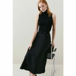 Wholesale 🛒 KarenMillen Satin 👗 Skirt Sleeveless Rib Knit Mix Midi 👗 Dress For Female 👏 -Karen Millen Sales unnamed file 5589