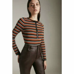 Cheapest ❤️ KarenMillen Long Sleeve Nautical Zip Front Knit Top For Female 👍 -Karen Millen Sales unnamed file 5596
