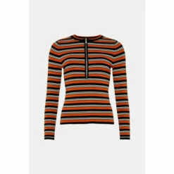 Cheapest ❤️ KarenMillen Long Sleeve Nautical Zip Front Knit Top For Female 👍 -Karen Millen Sales unnamed file 5597