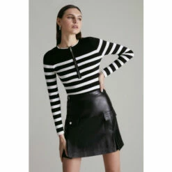 Cheapest ❤️ KarenMillen Long Sleeve Nautical Zip Front Knit Top For Female 👍 -Karen Millen Sales unnamed file 5599