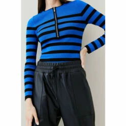 Cheapest ❤️ KarenMillen Long Sleeve Nautical Zip Front Knit Top For Female 👍 -Karen Millen Sales unnamed file 5601