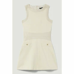 Discount ⌛ KarenMillen Ponte & Faux Leather A Line Flippy Mini 👗 Dress For Female 🌟 -Karen Millen Sales unnamed file 5622