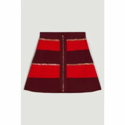 Discount 🧨 KarenMillen Mono Stripe Chain Detail Knit 👗 Skirt For Female 😍 -Karen Millen Sales unnamed file 5630