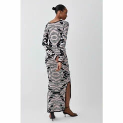Flash Sale 🔥 KarenMillen Tall Abstract Jacquard Knitted Maxi Column 👗 Dress For Female 👍 -Karen Millen Sales unnamed file 5643