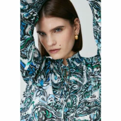 New 🎁 KarenMillen Paisley Shirred Detail Woven Blouse For Female 🛒 -Karen Millen Sales unnamed file 5654