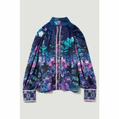 Budget ✨ KarenMillen Boarder Floral Print Satin Blouse For Female 👍 -Karen Millen Sales unnamed file 5669