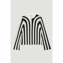 Promo 🔥 KarenMillen Plus Size Striped Knitted Long Sleeve Top For Female 👍 -Karen Millen Sales unnamed file 5676