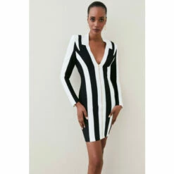 Brand new ✔️ KarenMillen Bandage Mono Zip Front Knit Mini 👗 Dress For Female 😀 -Karen Millen Sales unnamed file 5684