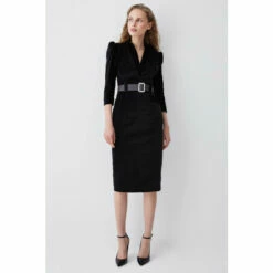 Top 10 👍 KarenMillen Velvet Forever Diamante Belted Pencil Midi 👗 Dress For Female 🔔