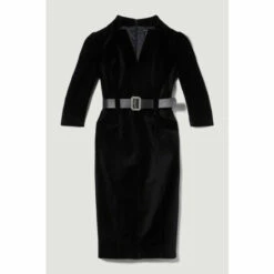 Top 10 👍 KarenMillen Velvet Forever Diamante Belted Pencil Midi 👗 Dress For Female 🔔 -Karen Millen Sales unnamed file 5694
