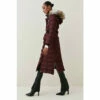 Hot Sale 🤩 KarenMillen Belted Puffer Faux Fur Maxi Hooded 🧥 Coat For Female 🌟