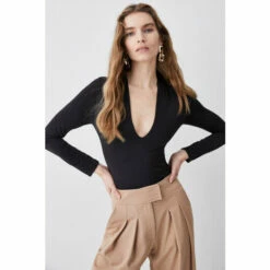 Budget ✔️ KarenMillen Slinky V Neck Jersey Body For Female 😉 -Karen Millen Sales unnamed file 5732