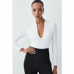Budget ✔️ KarenMillen Slinky V Neck Jersey Body For Female 😉 -Karen Millen Sales unnamed file 5733