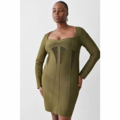 Best deal ✨ KarenMillen Plus Size Mesh Cut Out Bandage Knit Mini 👗 Dress For Female 😀 -Karen Millen Sales unnamed file 5739