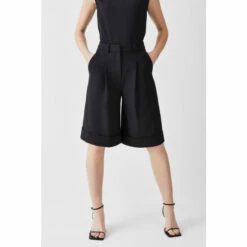 Cheapest 🥰 KarenMillen Tall Compact Stretch Turn Up Hem Tailored Walking Shorts For Female 🔥 -Karen Millen Sales unnamed file 5744