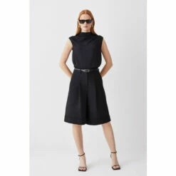 Cheapest 🥰 KarenMillen Tall Compact Stretch Turn Up Hem Tailored Walking Shorts For Female 🔥 -Karen Millen Sales unnamed file 5745