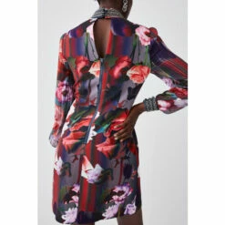 Outlet ⌛ KarenMillen Diamante Trim Floral Woven Mini 👗 Dress For Female 🌟 -Karen Millen Sales unnamed file 5757