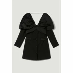 Best reviews of 🌟 KarenMillen Italian Wool Satin Statement Shoulder Tailored Mini 👗 Dress For Female ✔️ -Karen Millen Sales unnamed file 5769