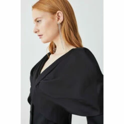 Best reviews of 🌟 KarenMillen Italian Wool Satin Statement Shoulder Tailored Mini 👗 Dress For Female ✔️ -Karen Millen Sales unnamed file 5770