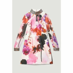 Best Sale ✨ KarenMillen Diamante Trim Floral Woven Mini 👗 Dress For Female 💯 -Karen Millen Sales unnamed file 5783