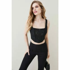 Wholesale 🎉 KarenMillen Corded Lace And Mesh Panelled Woven Corset For Female ⌛