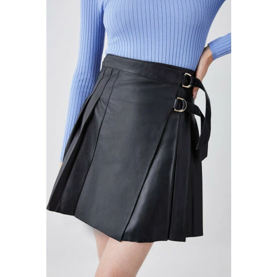 Best deal ✨ KarenMillen Leather Pleated Buckle Kilt 👗 Skirt For Female 😀 1 Best deal ✨ KarenMillen Leather Pleated Buckle Kilt 👗 Skirt For Female 😀